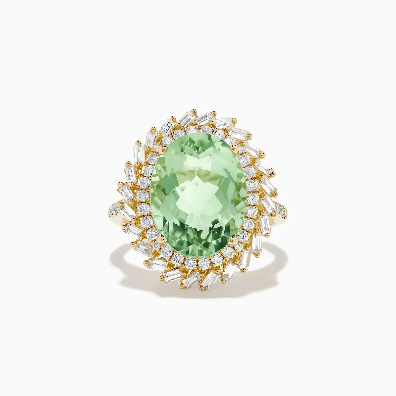 Get Your Favorite Jewelry At The Best Price 14K Yellow Gold Green Amethyst and Diamond Cocktail Ring Get Your Favorite Jewelry At The Best Price 14K Yellow Gold Green Amethyst and Diamond Cocktail Ring