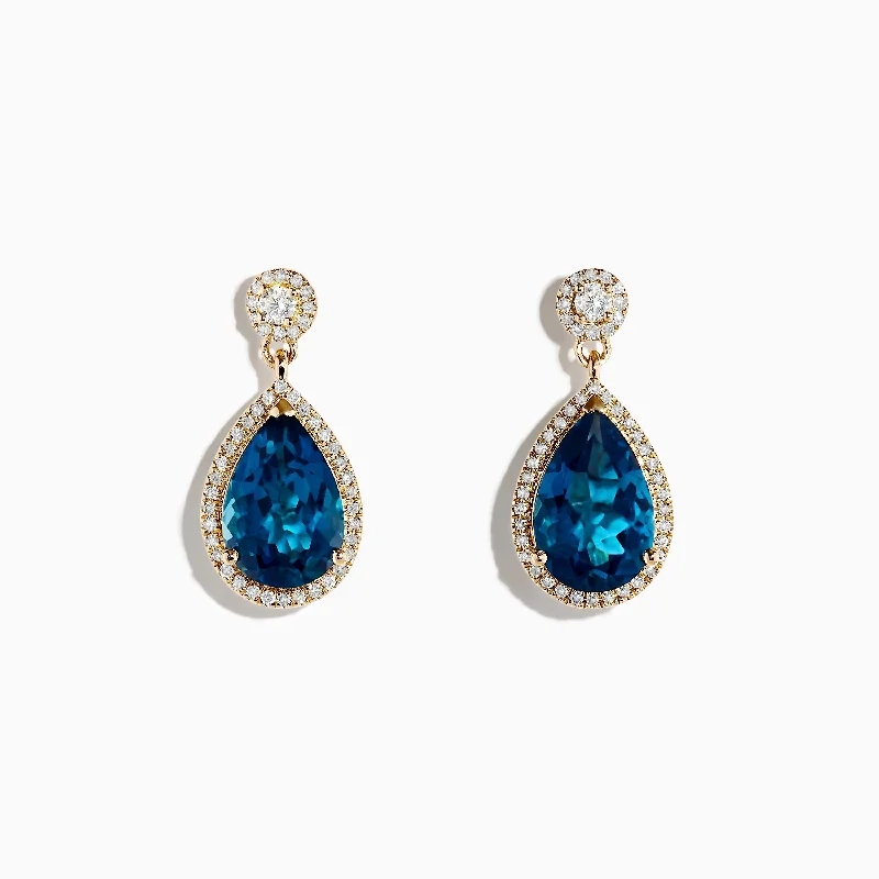 Timeless Elegance At Unbelievable Discounts 14K Yellow Gold London Blue Topaz and Diamond Earrings Timeless Elegance At Unbelievable Discounts 14K Yellow Gold London Blue Topaz and Diamond Earrings