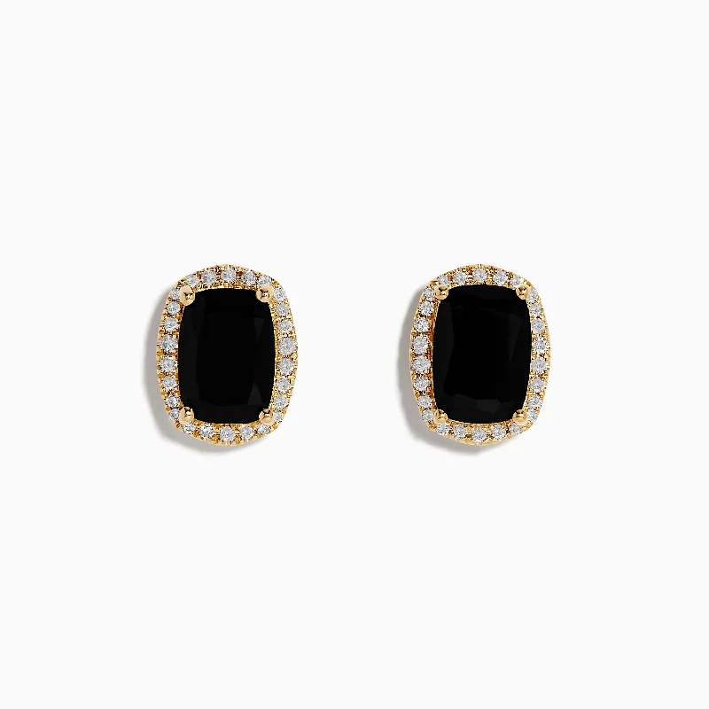 Shop Fine Jewelry With Exclusive Savings 14K Yellow Gold Onyx and Diamond Stud Earrings Shop Fine Jewelry With Exclusive Savings 14K Yellow Gold Onyx and Diamond Stud Earrings