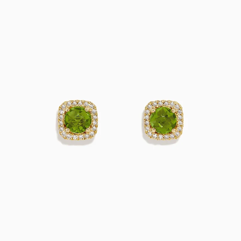 Timeless Jewelry At Special Discount Rates 14K Yellow Gold Peridot and Diamond Stud Earrings, 1.99 TCW Timeless Jewelry At Special Discount Rates 14K Yellow Gold Peridot and Diamond Stud Earrings, 1.99 TCW