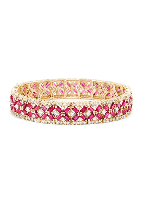 Luxury Jewelry At Budget-Friendly Prices – Grab Yours Now 14K Yellow Gold Ruby and Diamond Bracelet, 14.10 TCW Luxury Jewelry At Budget-Friendly Prices – Grab Yours Now 14K Yellow Gold Ruby and Diamond Bracelet, 14.10 TCW