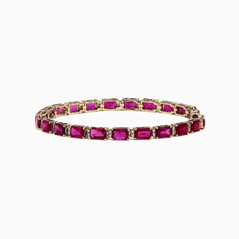 Final Call – Shop Exquisite Jewelry Before It's Gone 14K Yellow Gold Ruby and Diamond Bracelet, 14.97 TCW Final Call – Shop Exquisite Jewelry Before It's Gone 14K Yellow Gold Ruby and Diamond Bracelet, 14.97 TCW