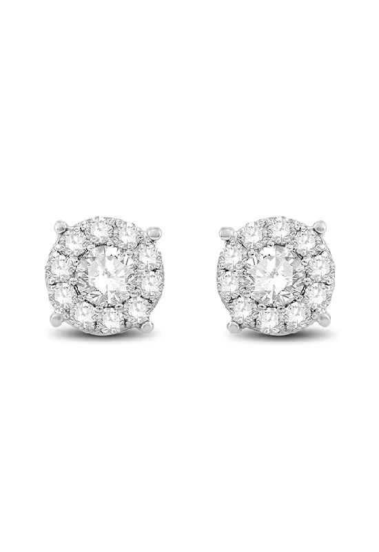 Fine Jewelry, Limited-Time Offers Available Bouquet 14K White Gold Diamond Cluster Stud Earrings, 1.96 TCW