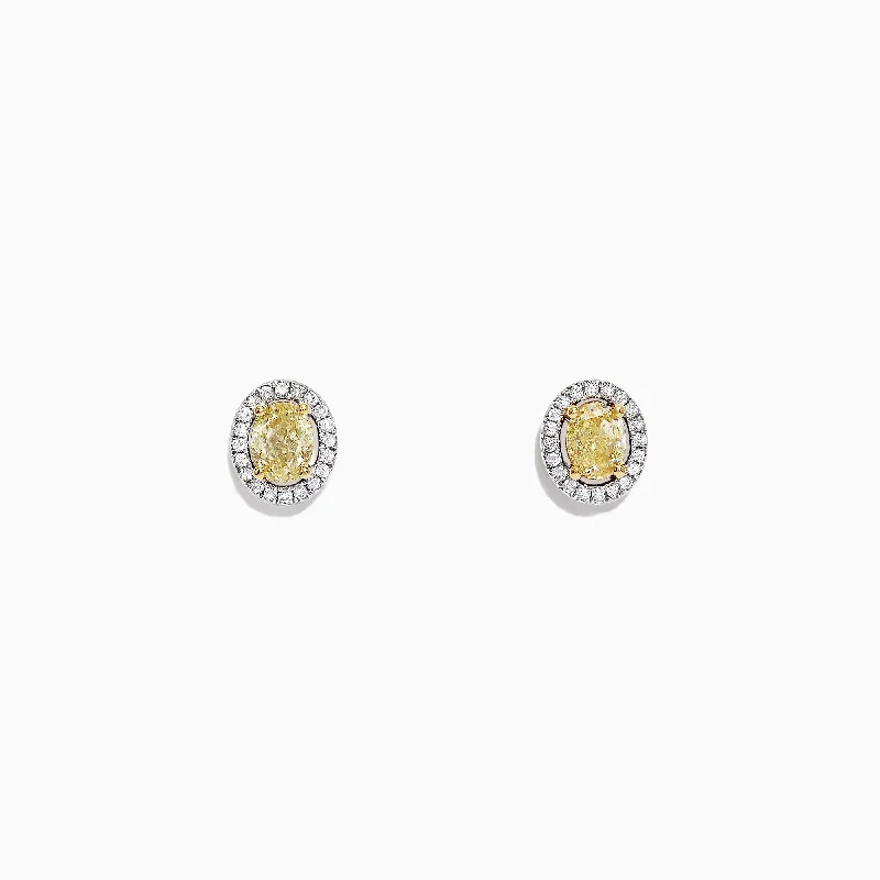 Celebrate With Sparkle – Jewelry Sale Now Live Canare 18K Two-Tone Gold Oval Yellow Diamond Stud Earrings, 0.51 TCW Celebrate With Sparkle – Jewelry Sale Now Live Canare 18K Two-Tone Gold Oval Yellow Diamond Stud Earrings, 0.51 TCW