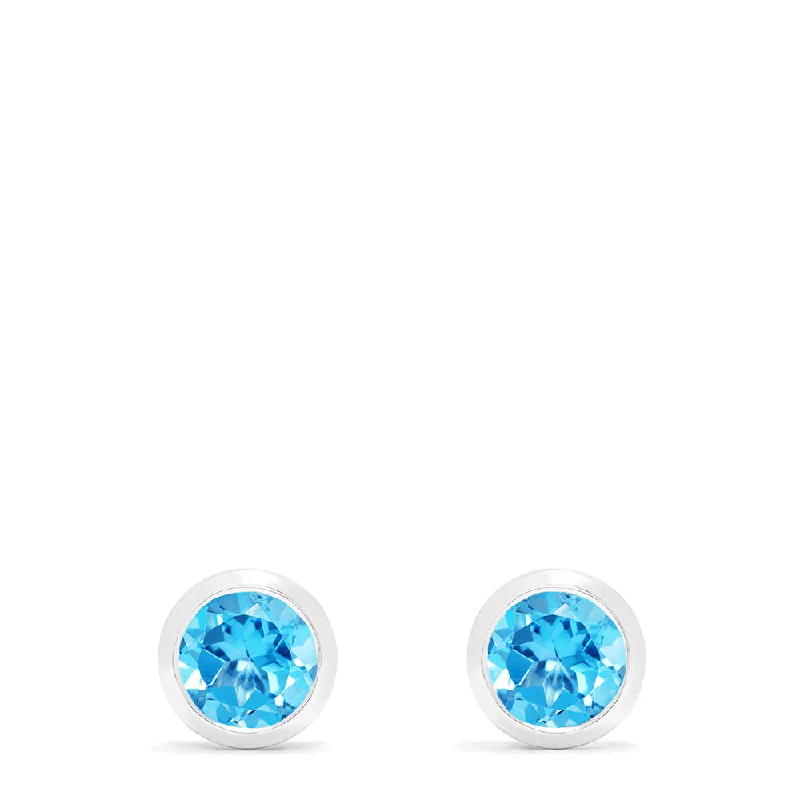 Luxury Jewelry Without The Luxury Price Tag Ocean Bleu 14K White Gold Blue Topaz Stud Earrings, 1.10 TCW Luxury Jewelry Without The Luxury Price Tag Ocean Bleu 14K White Gold Blue Topaz Stud Earrings, 1.10 TCW