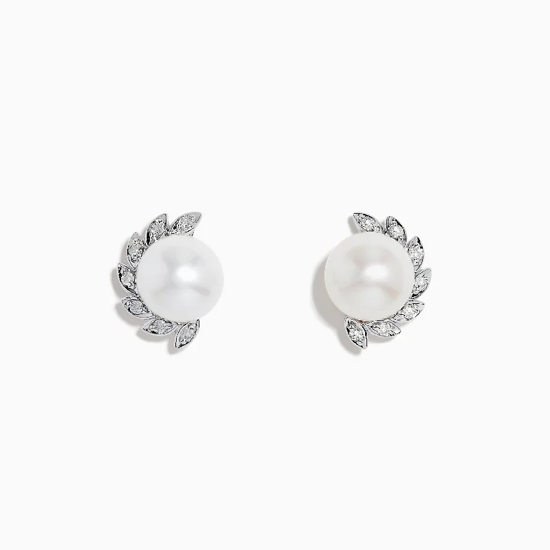 Shop Signature Jewelry Styles At Exclusive Prices Pearl 14K White Gold Fresh Water Pearl and Diamond Stud Earrings Shop Signature Jewelry Styles At Exclusive Prices Pearl 14K White Gold Fresh Water Pearl and Diamond Stud Earrings