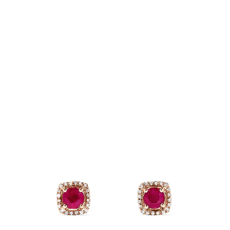 Upgrade Your Jewelry Collection For Less Ruby Royale 14K Rose Gold Ruby and Diamond Stud Earrings, 1.26 TCW Upgrade Your Jewelry Collection For Less Ruby Royale 14K Rose Gold Ruby and Diamond Stud Earrings, 1.26 TCW
