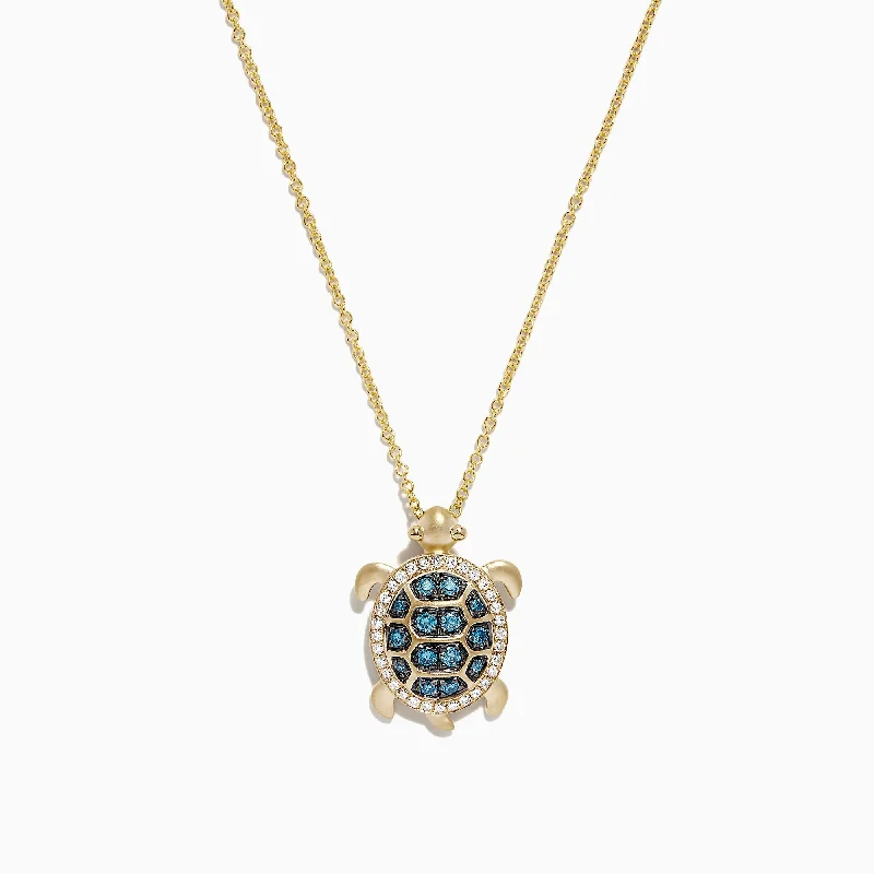 Personalized Jewelry Sale – Meaningful Gifts At Great Prices 14K Yellow Gold Blue and White Diamond Sea Turtle Pendant, 0.41 TCW Personalized Jewelry Sale – Meaningful Gifts At Great Prices 14K Yellow Gold Blue and White Diamond Sea Turtle Pendant, 0.41 TCW