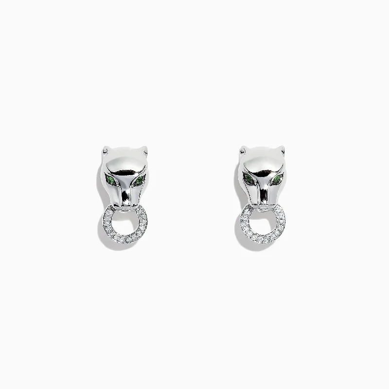 Flash Sale On Elegant Jewelry – Don't Miss Out Signature Sterling Silver Diamond and Tsavorite Panther Stud Earrings, 0.16 TCW Flash Sale On Elegant Jewelry – Don't Miss Out Signature Sterling Silver Diamond and Tsavorite Panther Stud Earrings, 0.16 TCW