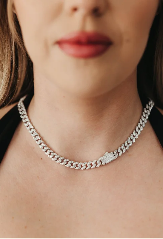 Save On Luxury Jewelry Pieces – Limited-Time Offers Frosted Cuban Link .925 Sterling Silver Full Moissanite Necklace