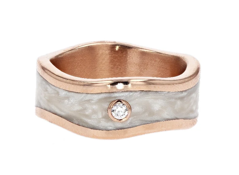 Limited-Stock Jewelry Clearance – Grab Your Favorites Now Rose Gold and Ceramic Diamond Mens Band