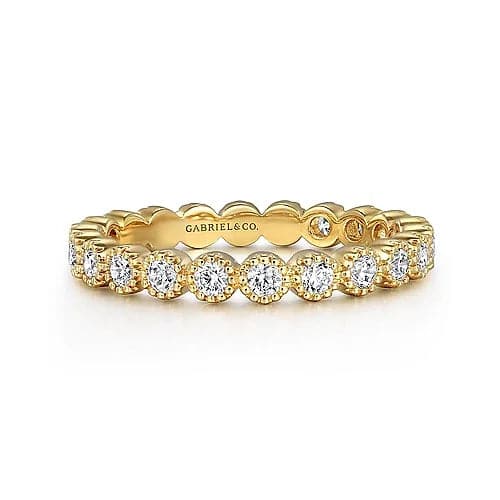 Dainty And Elegant Jewelry Now At Reduced Prices Gabriel & Co. Yellow Gold Diamond Bezel Setting Eternity Stackable Ladies Ring