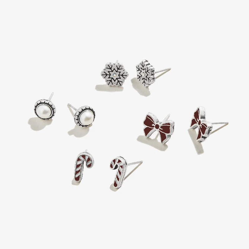 Jewelry Clearance – Final Chance To Save Big Holiday Cheer Stud Earrings, Set of 4