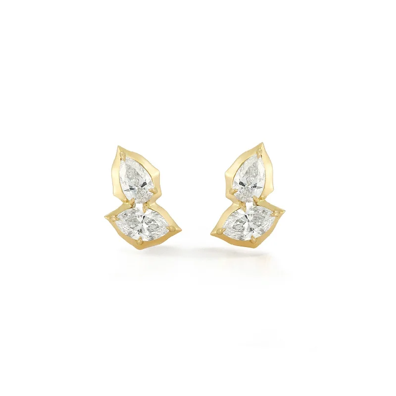 Limited-Time Offer On Elegant Jewelry Pieces 18K Gold "Posey" Two-Stone Diamond Stud Earrings Limited-Time Offer On Elegant Jewelry Pieces 18K Gold "Posey" Two-Stone Diamond Stud Earrings