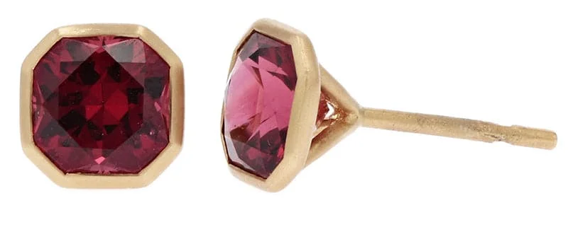 Waterproof Stainless Steel Jewelry For Lasting Beauty Rhodalite Garnet Studs by Kimberly Collins Waterproof Stainless Steel Jewelry For Lasting Beauty Rhodalite Garnet Studs by Kimberly Collins