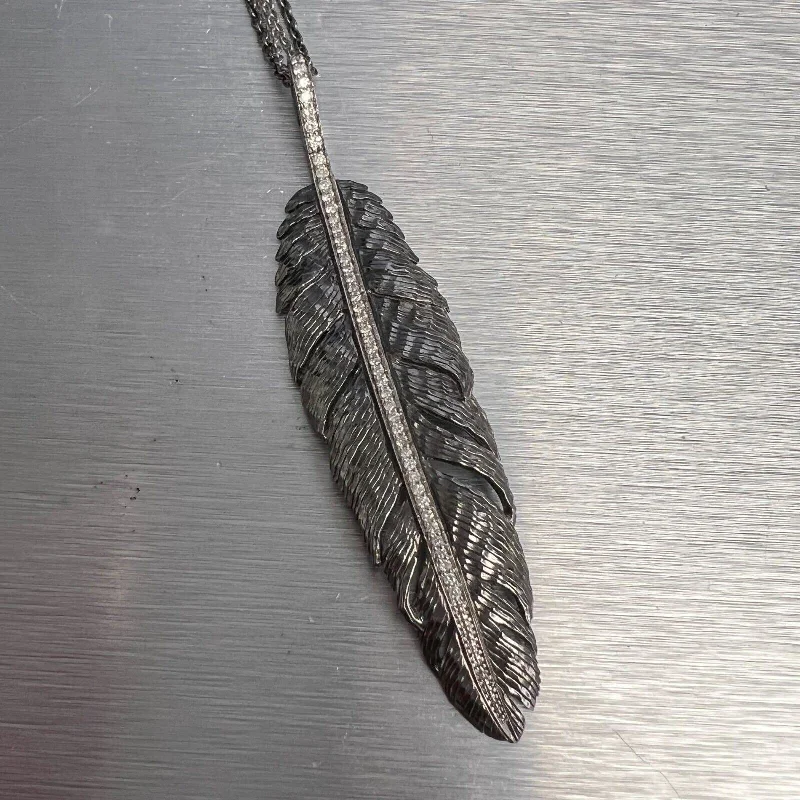 Exclusive Online Jewelry Sale – Don't Wait Michael Aram Sterling Silver Diamond Pave Black Rhodium 68mm Feather Necklace Exclusive Online Jewelry Sale – Don't Wait Michael Aram Sterling Silver Diamond Pave Black Rhodium 68mm Feather Necklace