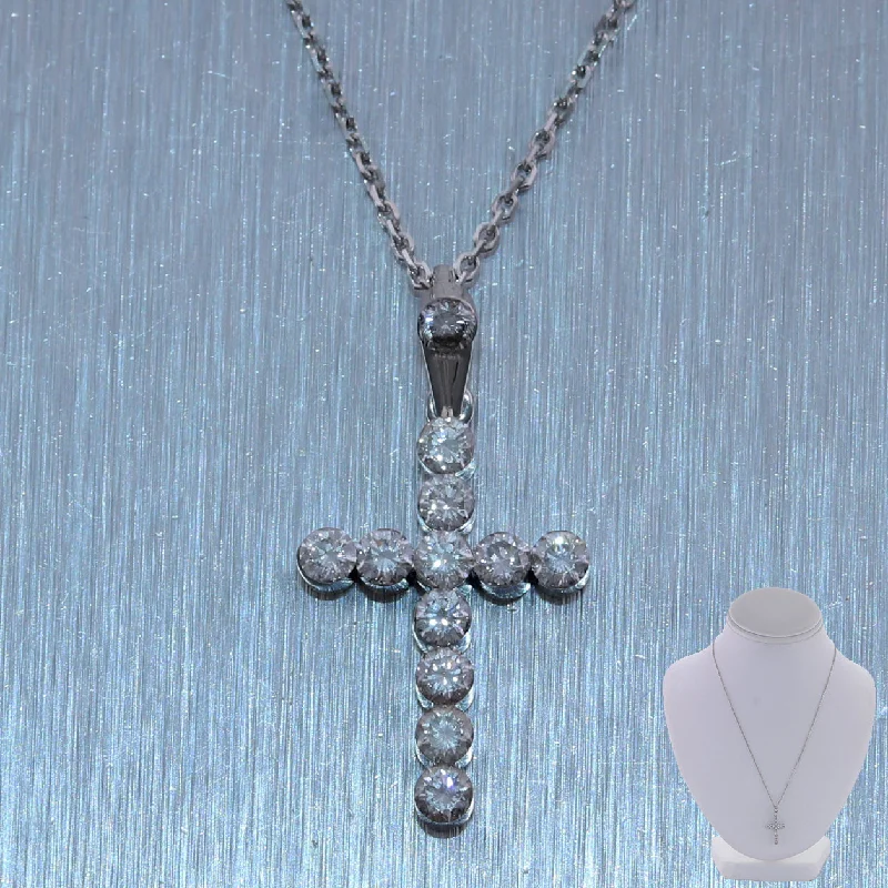 Shop Fine Jewelry With Amazing Deals Modern 14k White Gold 0.85ctw Diamond Cross 18" Necklace Shop Fine Jewelry With Amazing Deals Modern 14k White Gold 0.85ctw Diamond Cross 18" Necklace