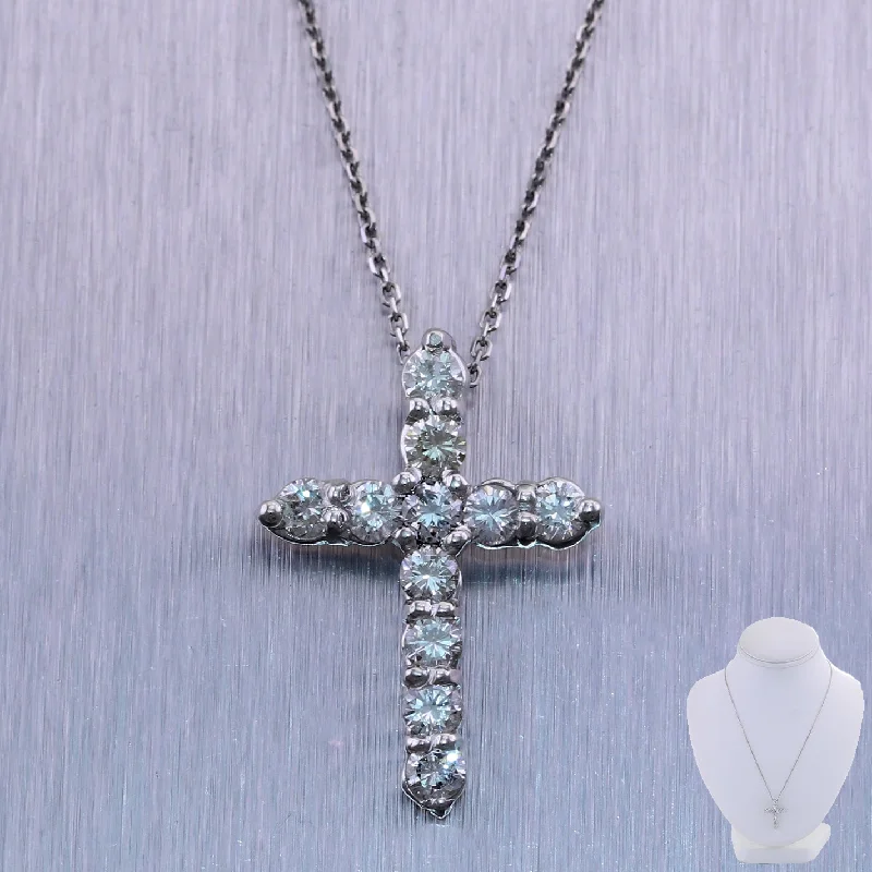 Exclusive Gemstone Jewelry At Special Prices Modern 14k White Gold 1.20ctw Diamond Cross 20" Necklace Exclusive Gemstone Jewelry At Special Prices Modern 14k White Gold 1.20ctw Diamond Cross 20" Necklace
