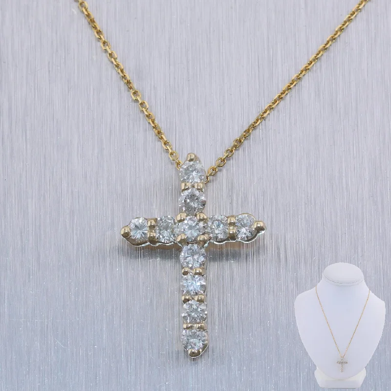 Elegant Jewelry Styles At Budget-Friendly Prices Modern 14k Yellow Gold 1.20ctw Diamond Cross 19.5" Necklace Elegant Jewelry Styles At Budget-Friendly Prices Modern 14k Yellow Gold 1.20ctw Diamond Cross 19.5" Necklace