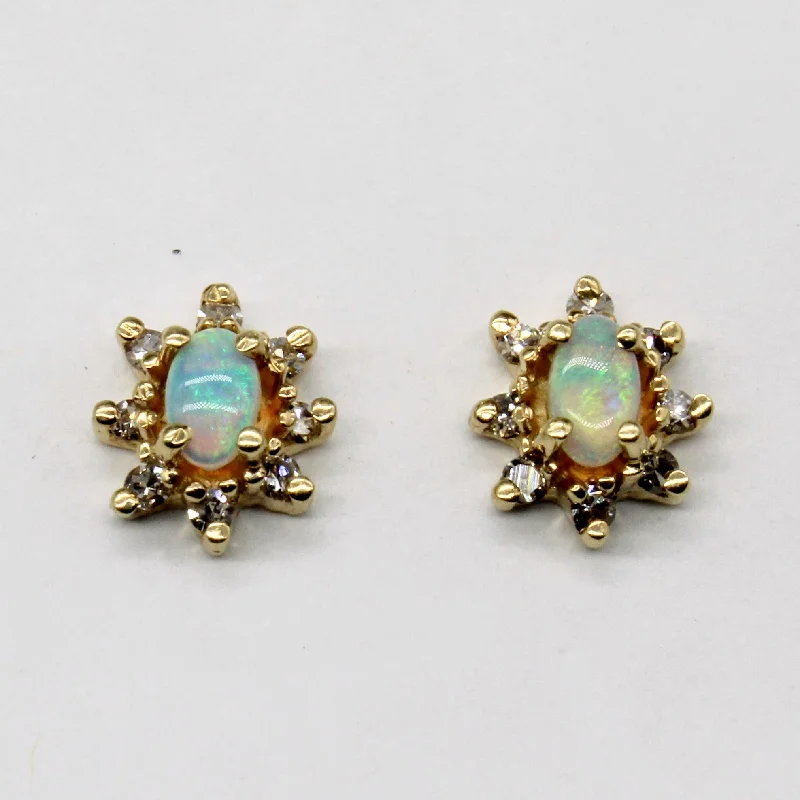 Get Your Favorite Jewelry At The Best Price Opal & Diamond Stud Earrings | 0.22ctw, 0.08ctw | Get Your Favorite Jewelry At The Best Price Opal & Diamond Stud Earrings | 0.22ctw, 0.08ctw |
