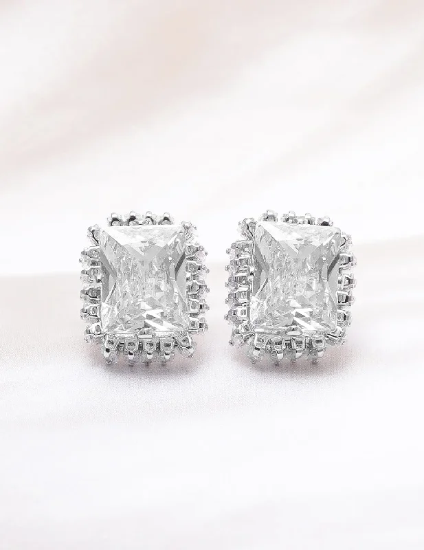 Grab Your Favorite Jewelry At The Lowest Prices Rhodium-Plated Statement Stud Earrings with Large Princess-Cut Cubic Zirconia Grab Your Favorite Jewelry At The Lowest Prices Rhodium-Plated Statement Stud Earrings with Large Princess-Cut Cubic Zirconia