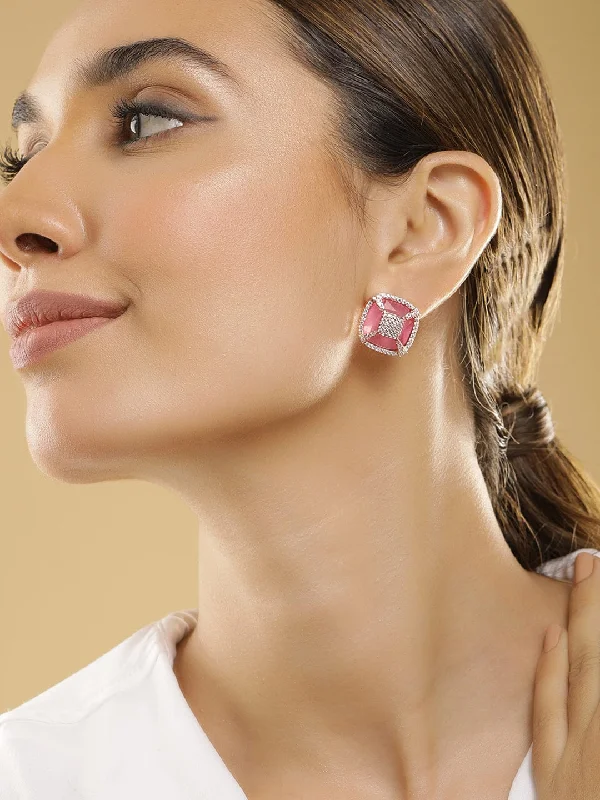 Limited-Stock Jewelry Sale – Once It's Gone, It's Gone Rubans 18K Gold-Plated Pink & White Cubic Zirconia Studded Geometric Stud Earrings Limited-Stock Jewelry Sale – Once It's Gone, It's Gone Rubans 18K Gold-Plated Pink & White Cubic Zirconia Studded Geometric Stud Earrings