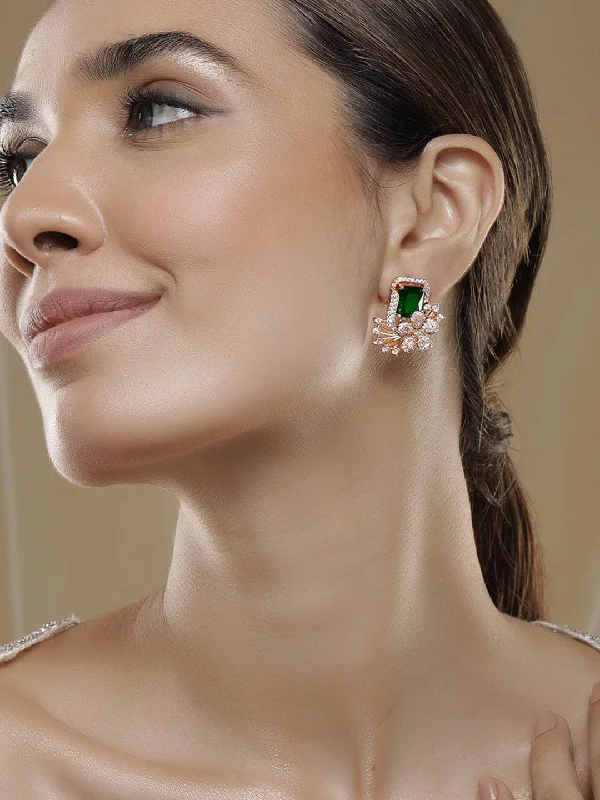 Personalized Jewelry Sale – Meaningful Gifts At Great Prices Rubans 18K Rose Gold-Plated Emerald Green & Cubic Zirconia Studded Floral Statement Stud Earrings Personalized Jewelry Sale – Meaningful Gifts At Great Prices Rubans 18K Rose Gold-Plated Emerald Green & Cubic Zirconia Studded Floral Statement Stud Earrings
