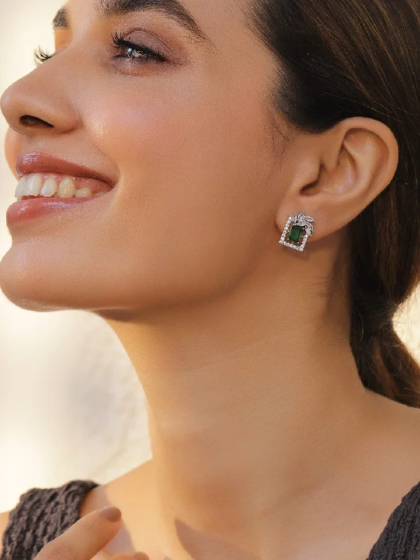 Limited-Stock Jewelry Sale – Once It's Gone, It's Gone Rubans Rhodium Plated Luxury Premium Green Emerald and AAA Cubic Zirconia Stud Earrings Limited-Stock Jewelry Sale – Once It's Gone, It's Gone Rubans Rhodium Plated Luxury Premium Green Emerald and AAA Cubic Zirconia Stud Earrings