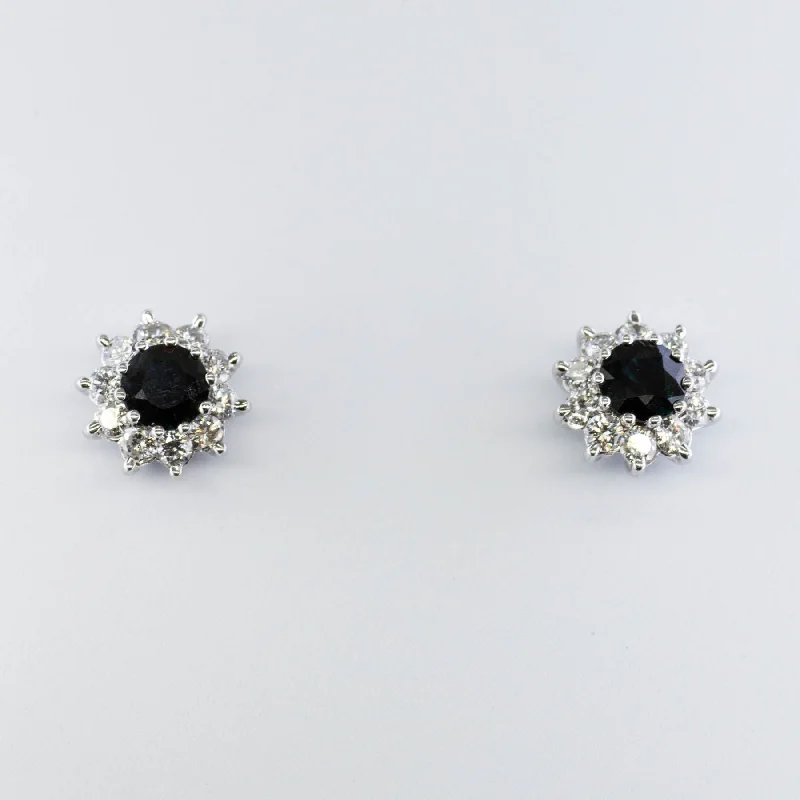 Luxury Handcrafted Jewelry For Elegant Looks Sapphire & Diamond Stud Earrings | 1.00ctw | 0.80ctw | Luxury Handcrafted Jewelry For Elegant Looks Sapphire & Diamond Stud Earrings | 1.00ctw | 0.80ctw |