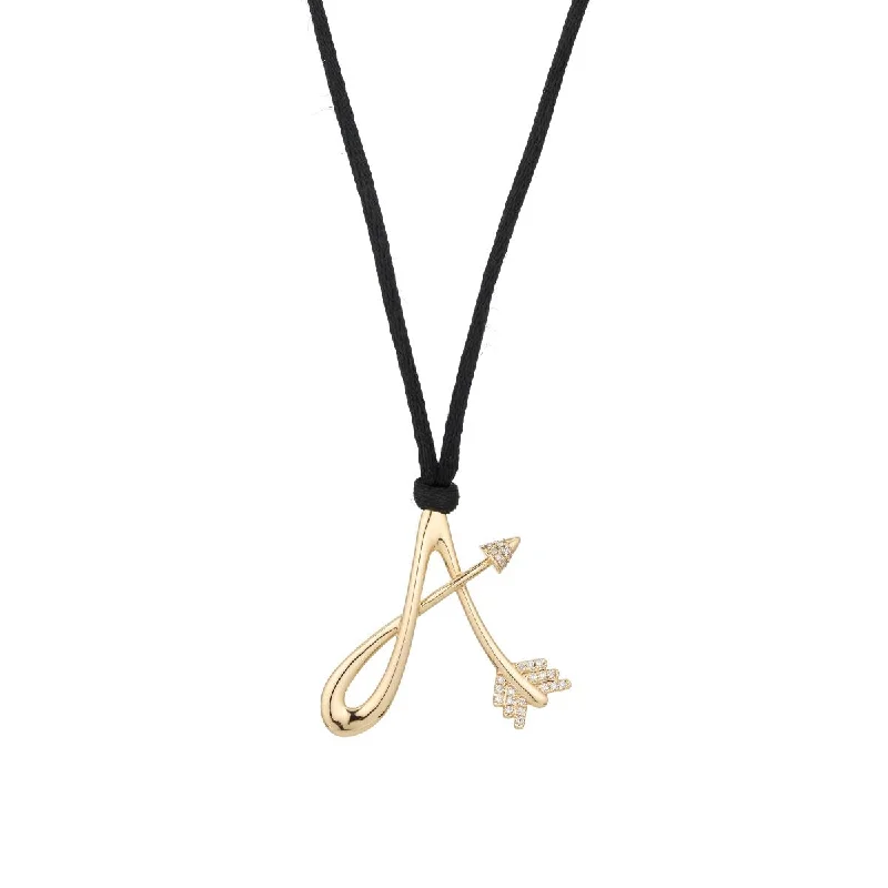 Customized Silver Jewelry For Unique Style Satin Cord Diamond Arrow Initial Necklace Customized Silver Jewelry For Unique Style Satin Cord Diamond Arrow Initial Necklace