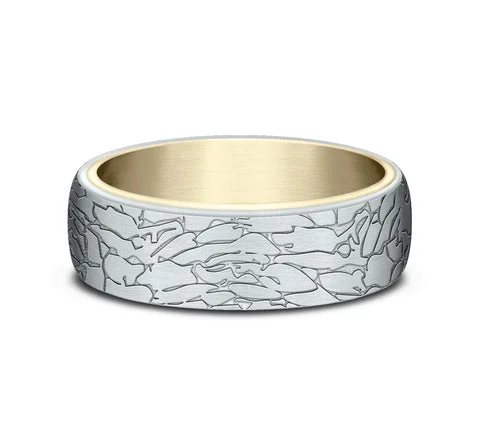 Buy More, Save More On Stunning Jewelry Designs Rock-Patterned Mixed Metal Band