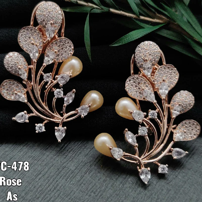 Dainty And Elegant Jewelry Now At Reduced Prices Vivah Creation Rose Gold plated AD Stone Stud Earrings Dainty And Elegant Jewelry Now At Reduced Prices Vivah Creation Rose Gold plated AD Stone Stud Earrings