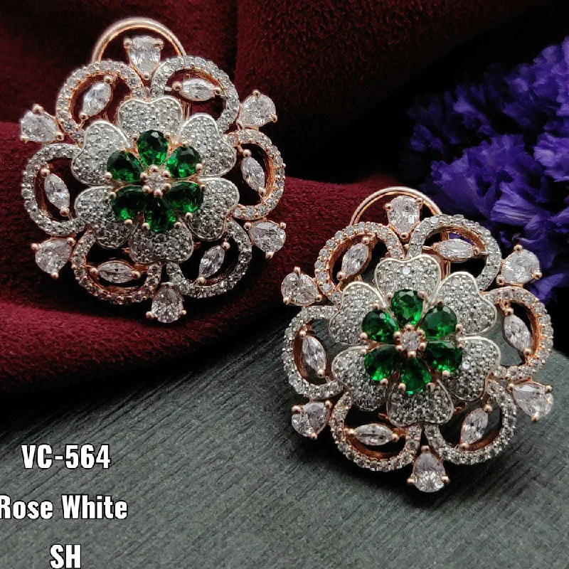 Breathtaking Jewelry, Breathtaking Prices Vivah Creation Rose Gold plated AD Stone Stud Earrings Breathtaking Jewelry, Breathtaking Prices Vivah Creation Rose Gold plated AD Stone Stud Earrings