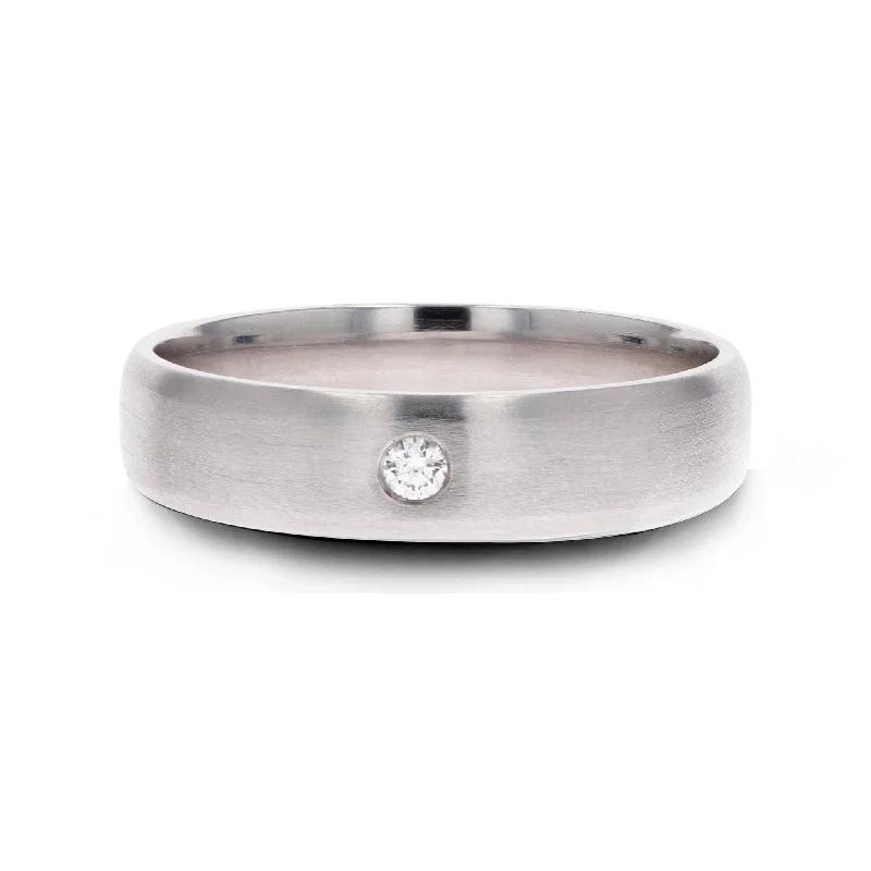 Discounted Jewelry For A Glamorous Look Satin Finish Diamond-Set Men's Band